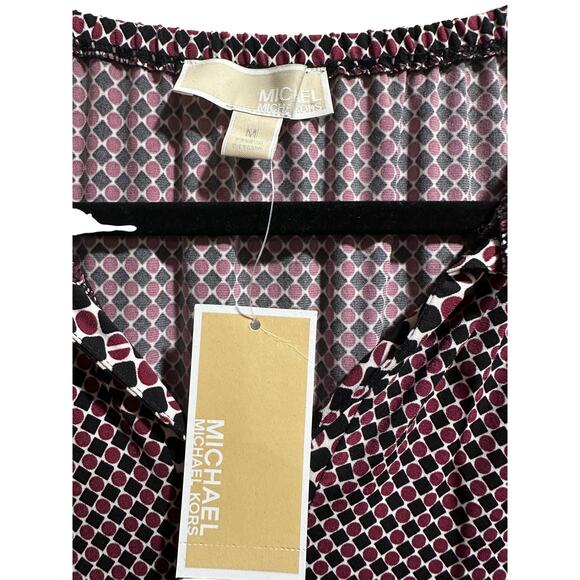 NWT | Michael Kors Sleeveless Geometric Midi Dress | Garnet & Black | Size M - Picture 4 of 5